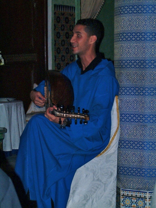 A Guembri player in Marrakesh.